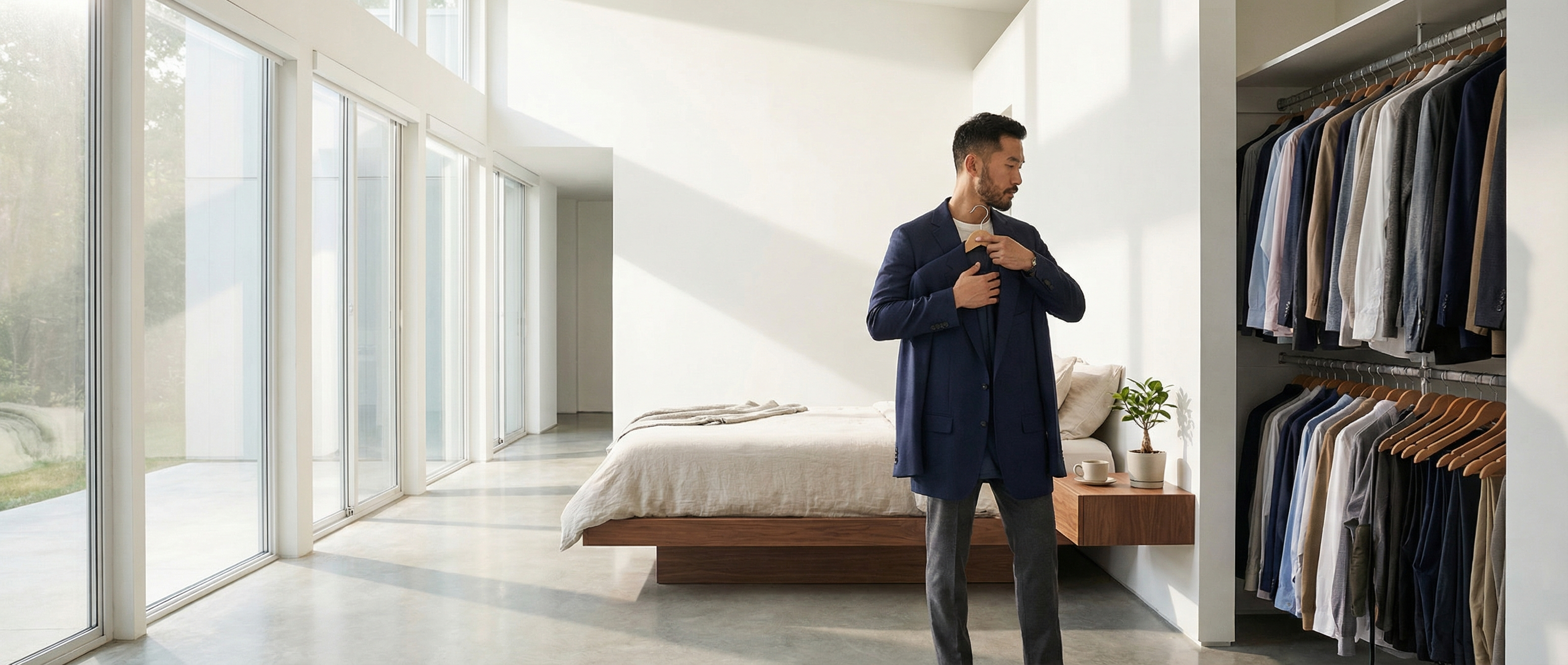 Man choosing an outfit from a well-organised digital wardrobe